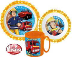 Stor Fireman Sam Dinnerware, Mikro plastová sada s hrnčekom 350 ml