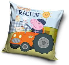 Carbotex Obliečka na vankúš Peppa Pig Tractor 40x40 cm Velúr