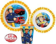 Stor Fireman Sam Dinnerware, mikro plastová sada, s pohárom 260 ml