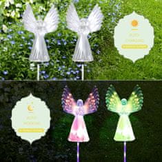 Netscroll Solárna svetelná v tvare anjela, záhradná solárna svetelná, ktorá oživí váš záhradu, chodník alebo terasu, farebná solárna svetelná je vodotesná, 8-10 hodín svetla, automatické zapínanie, Angels