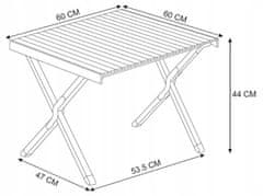 Mirpol Skladací hliníkový záhradný kempingový stôl 60x60x44 cm 