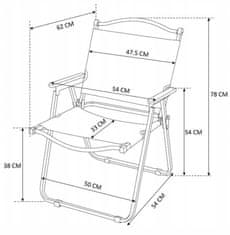 Mirpol Skladacia kempingová stolička béžová 54x78 cm