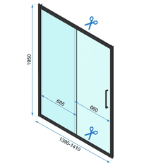 REA Rapid Slide, posuvné sprchové dvere 1400 x 1950 mm, 6mm číre sklo, zlatý profil, REA-K5616