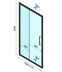 REA Rapid Slide, posuvné sprchové dvere 1100 x 1950 mm, 6mm číre sklo, zlatý profil, REA-K5613