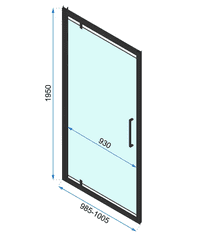 REA Rapid Swing, jednokrídlové výklopné sprchové dvere 100 x 195 cm, 6mm číre sklo, čierny profil, REA-K6410