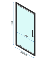REA Rapid Swing, jednokrídlové výklopné sprchové dvere 90 x 195 cm, 6mm číre sklo, čierny profil, REA-K6409