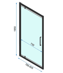 REA Rapid Swing, jednokrídlové výklopné sprchové dvere 80 x 195 cm, 6mm číre sklo, čierny profil, REA-K6408