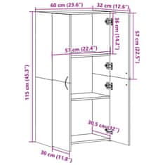 Petromila vidaXL Kartotéka hnedý dub 60x32x115 cm kompozitné drevo