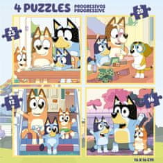 EDUCA Puzzle v kufríku Bluey 4v1 (12,16,20,25 dielikov)