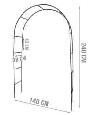 sapro Záhradný oblúk na kvety pergola Gardlov 1719, 240 x 140 x 38 cm 