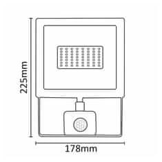 Asalite ASAL0298 LED reflektor so senzorom 50 W 4500K biely