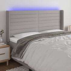 Vidaxl Čelo postele s LED bledosivé 163x16x118/128 cm látka