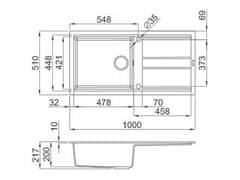 Elleci Granitový kuchyňský dřez s odkapem BEST 480 K96