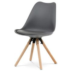 Autronic Moderní jídelní židle Jídelní židle, šedá plastová skořepina, sedák ekokůže, nohy masiv přírodní buk (CT-762 CAP)