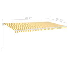 Vidaxl Ručne zaťahovacia markíza s LED 600x300 cm žltá a biela