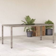 Petromila vidaXL Záhradný stôl so sklenenou doskou sivý 190x90x75 cm polyratan