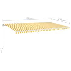 Vidaxl Ručne zaťahovacia markíza s LED 600x350 cm žltá a biela