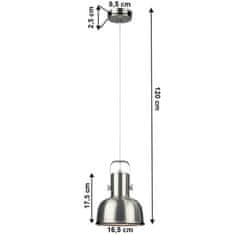 KONDELA Visiaca lampa v retro štýle, kov, matný nikel, AVIER TYP 3