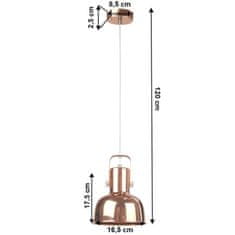 KONDELA Visiaca lampa v retro štýle, kov, rose gold, AVIER TYP 3