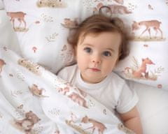 Baby Nellys Mantinel s obliečkami, 3D sada - Roztomilé zvieratká, biela/hnedá, 120x90cm