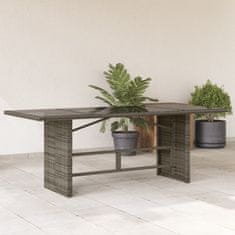 Petromila vidaXL Záhradný stôl so sklenenou doskou sivý 190x80x75 cm polyratan
