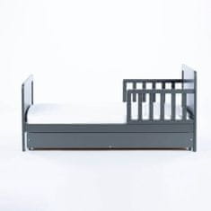DREWEX Detská posteľ so zábranou a šuplíkom Drewex Olek 140x70 cm grafit 