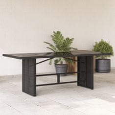 Petromila vidaXL Záhradný stôl so sklenenou doskou čierny 190x80x75 cm polyratan