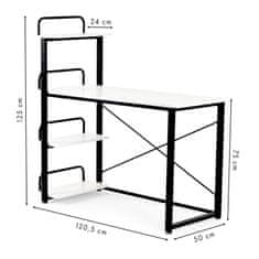 ModernHome Kancelársky písací stôl so 4 policami - biely, ZBG-07C