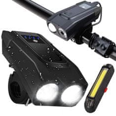 GFT 14479 Vodeodolné LED svetlo na bicykel USB, el. zvonček čierne