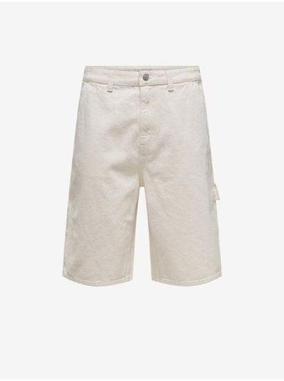 ONLY&SONS Krémové pánske džínsové kraťasy s vreckami ONLY & SONS Edge