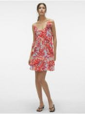 Vero Moda Krémovo-červené dámske kvetované šaty Vero Moda Marie XL