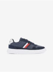 Tommy Hilfiger Tmavomodré pánske kožené tenisky Tommy Hilfiger Light Cupsole Mix Stripes 44