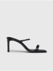 Calvin Klein Čierne dámske kožené pantofle na podpätku Calvin Klein Heel Mule 40