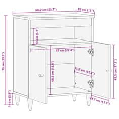 Petromila vidaXL Bočná skrinka 60x33x75 cm masívne mangovníkové drevo