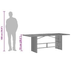 Petromila vidaXL Záhradný stôl s akáciovou doskou sivý 190x80x75 cm polyratan