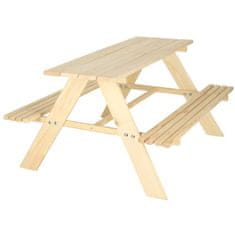 KIK KX3829 Záhradný detský drevený stôl s 2 lavicami