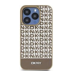 DKNY Originálne pevné puzdro Leather Printed Pattern Metal Logo MagSafe DKHMP15SPSOSPW pre iPhone 13-14-15 brown