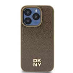 DKNY Originálne pevné puzdro Leather Pattern Metal Logo MagSafe DKHMP15SPSHRPSW pre iPhone 13-14-15 brown