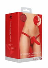 Shots Toys Shots Double Silicone Strap-on Adjustable red dvojitý pripínací penis