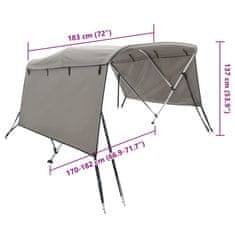 Vidaxl Strieška Bimini s 3 oblúkmi a stenami 183x(170-182)x137 cm