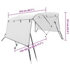 Vidaxl Strieška Bimini s 3 oblúkmi a stenami 243x(170-182)x137 cm