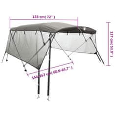 Vidaxl Strieška Bimini s 3 oblúkmi a sieť. stenami 183x(154-167)x137cm