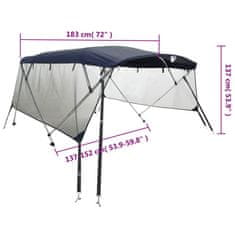 Vidaxl Strieška Bimini s 3 oblúkmi a sieť. stenami 183x(137-152)x137cm