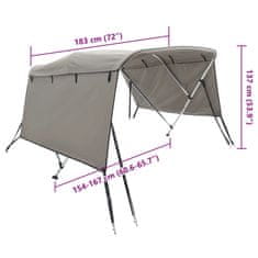 Vidaxl Strieška Bimini s 3 oblúkmi a stenami 183x(154-167)x137 cm