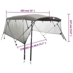 Vidaxl Strieška Bimini s 3 oblúkmi a sieť. stenami 183x(170-182)x137cm