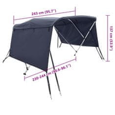 Vidaxl Strieška Bimini s 4 oblúkmi a stenami 243x(230-244)x137 cm