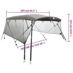 Vidaxl Strieška Bimini so 4 oblúkmi a stenami 243x(185-198)x137 cm