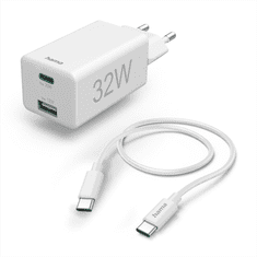 HAMA set: rýchla USB nabíjačka USB-C PD/QC, USB-A, 32 W + kábel USB CC 1 m