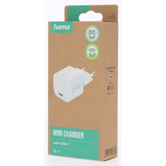 HAMA Eco rýchla USB nabíjačka, USB-C PD/QC 25 W, biela