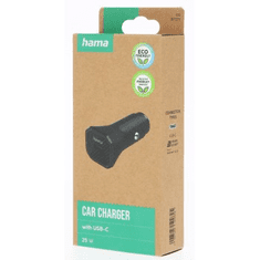 HAMA Eco rýchla USB nabíjačka do vozidla, USB-C PD/QC 25 W, čierna